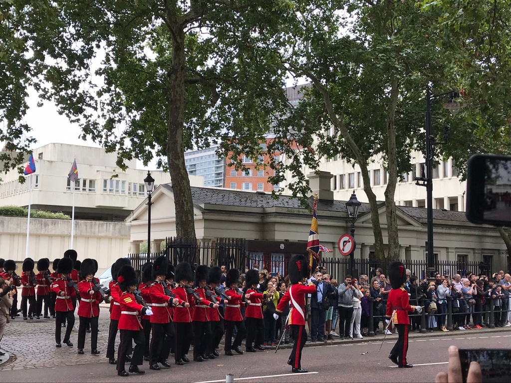 British guards marching to Buckingham Palace