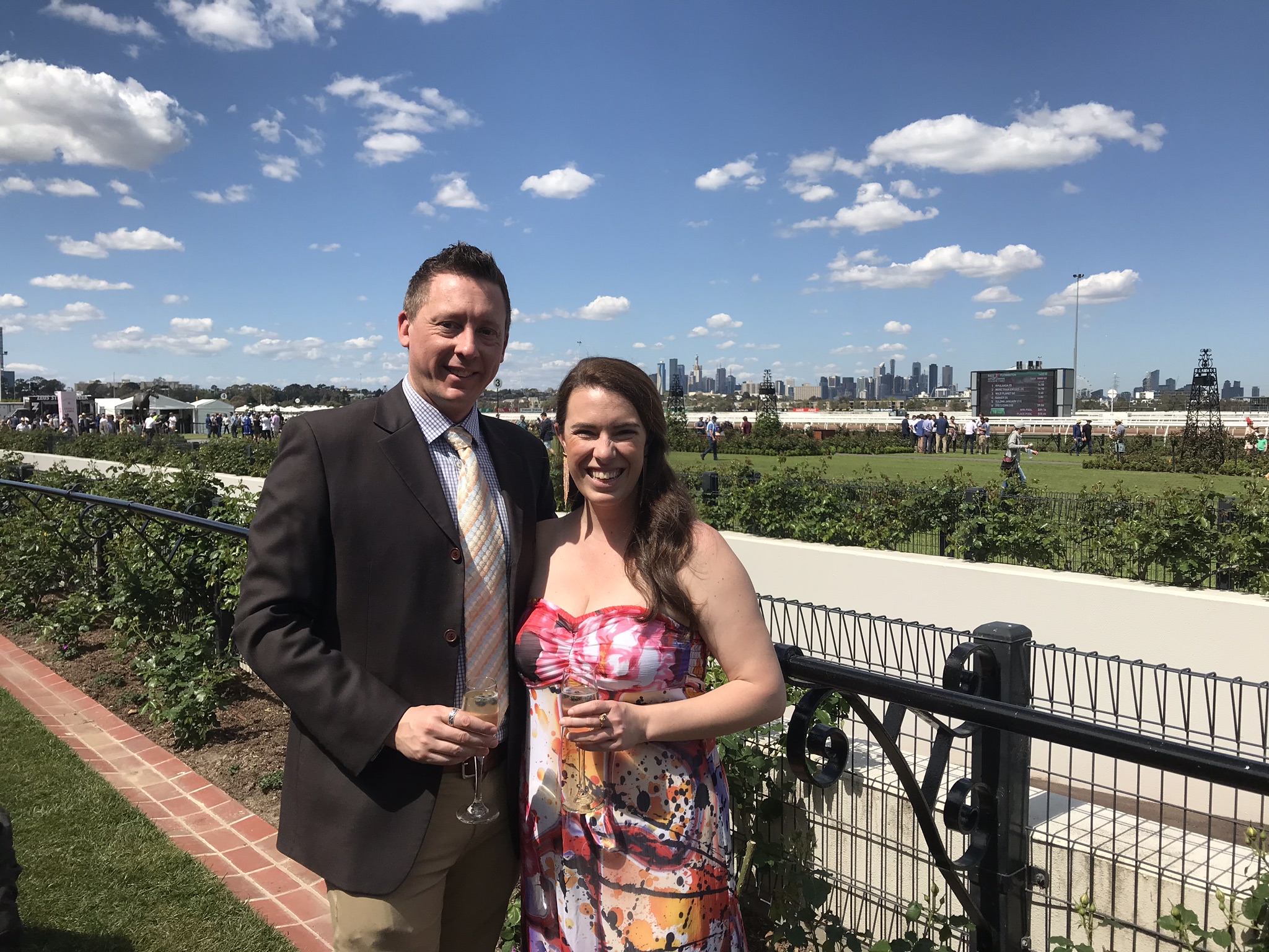 Steph and Anthony at Flemington Racecourse for Turnbull Stakes Day 2018
