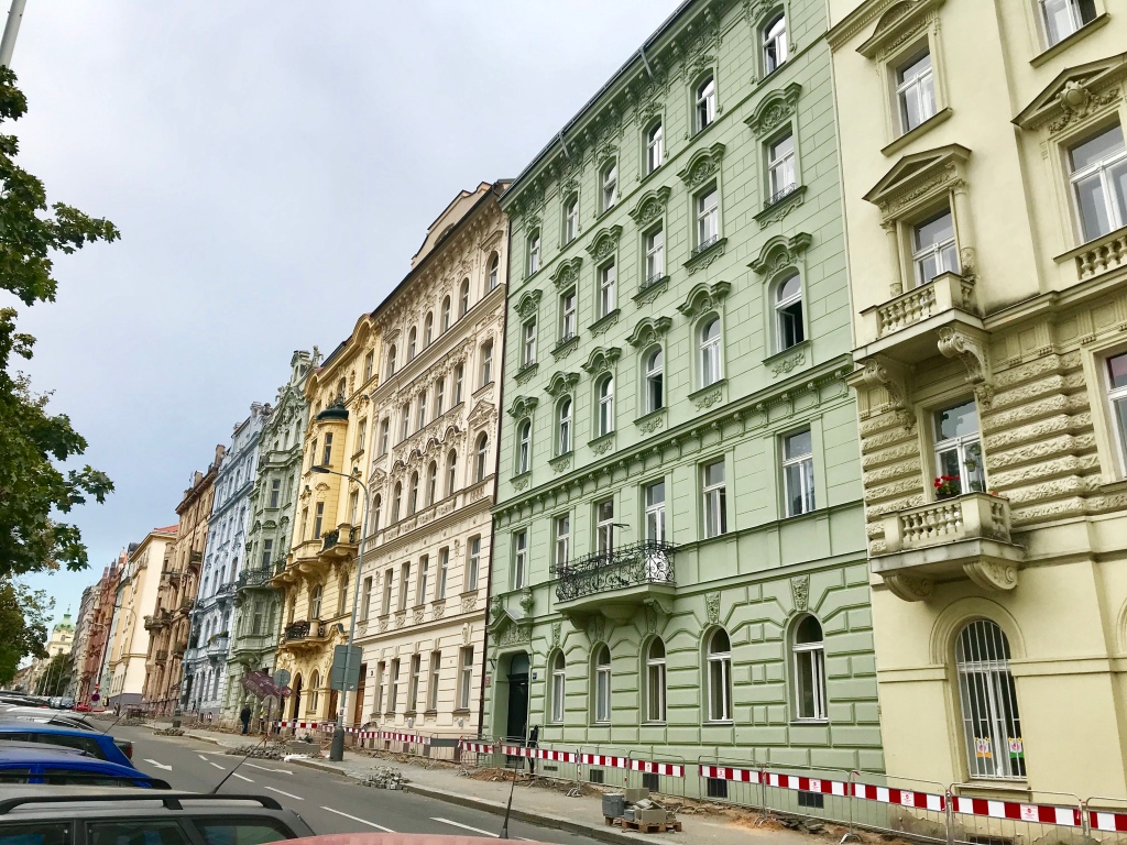 Colorful apartment buildings in Prague 3