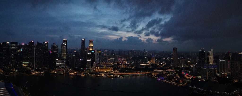 Panorama of Marina Bay from Ce La Vie in Singapore